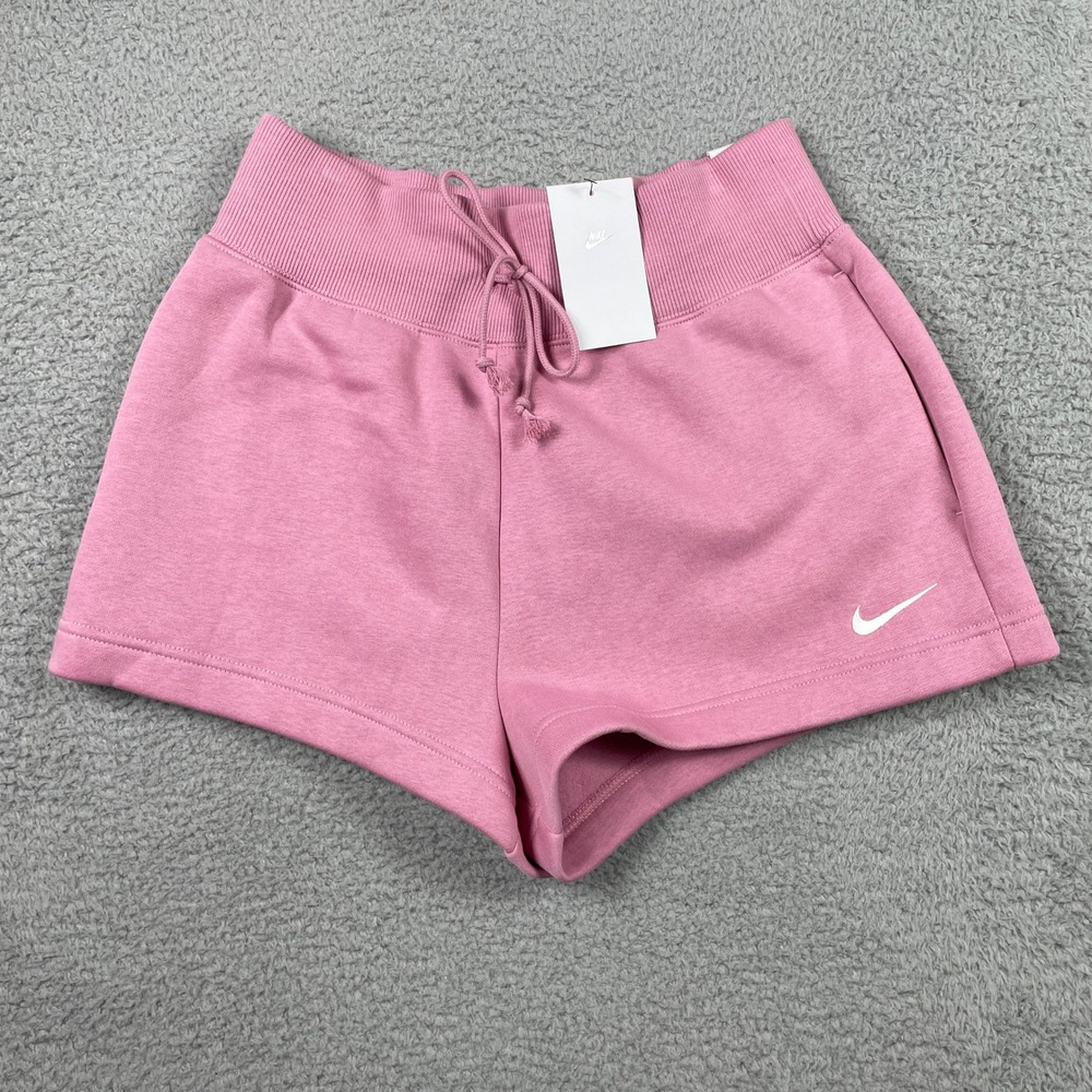 Nike Phoenix Fleece High Rise Shorts Womens Medium Pink Loose Fit FD1409-699 NEW